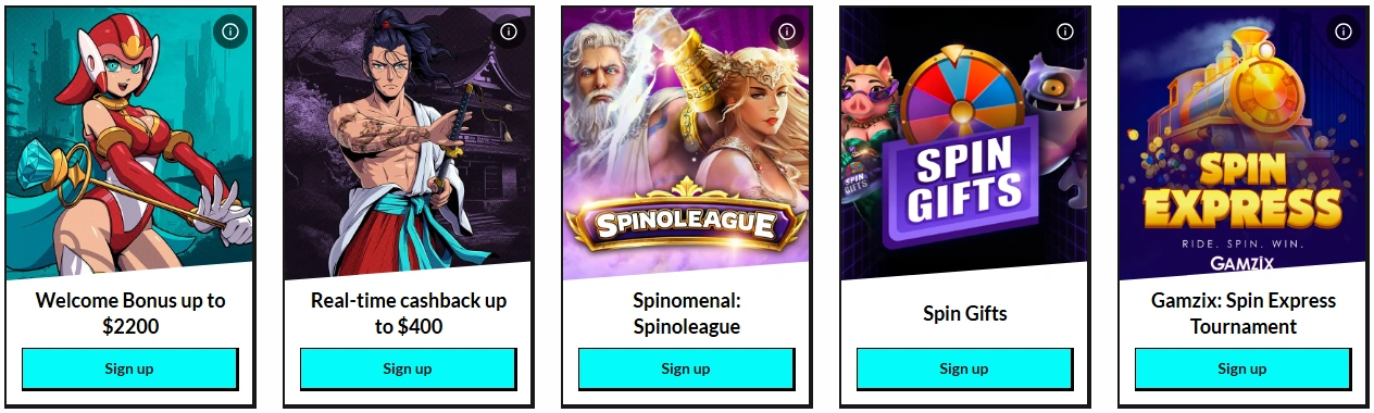 Bonus et promotions Manga Casino