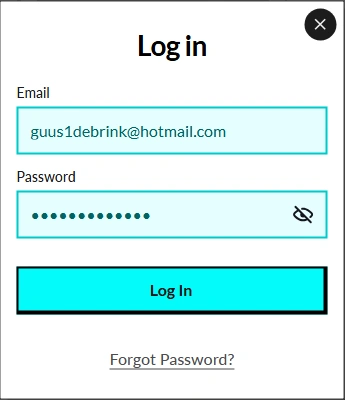 Interface de connexion mobile Manga Casino